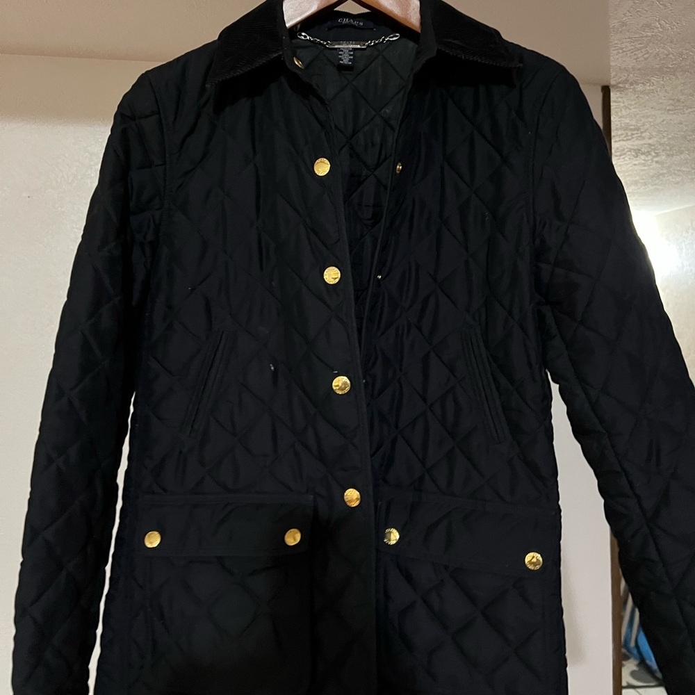 Chaps Quilted Black Coat